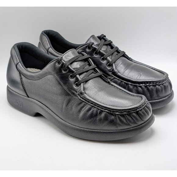 SAS Shoes Womens 9N Black Leather Take Time Moc Toe Walking Tripad Oxford Loafer - Picture 1 of 7